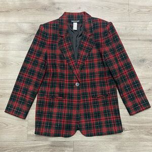 Vintage Savannah Tartan Blazer Red Preppy